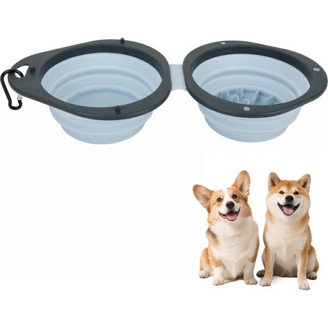 Collapsible Dog Bowl, Portable Dog Bowl, Retractable and Portable Pet Travel Bowl, Ideal for Hiking and Camping, Durable Silicone, 30.2 x 14.3 cm, Blue (1/5)