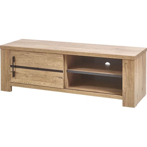 NILLA - Meuble TV avec Porte Coulissante Aspect Bois (1/2)