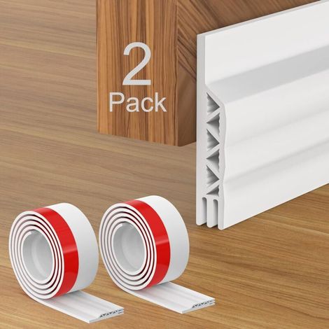 Pack of 100 x 5 cm self-adhesive door bottom seals, flexible silicone, heat and sound insulation, white sealing strip, anti-noise, dust, stops cold air, anti-mice, ants, cockroaches, insects, door and