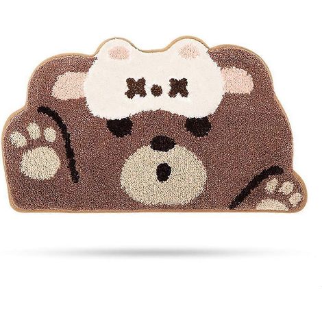 Tapis de bain mignon en forme de cœur, ultra doux et absorbant, lavable en machine, antidérapant pour baignoire et douche, 45 x 75 cm, marron (1/5)