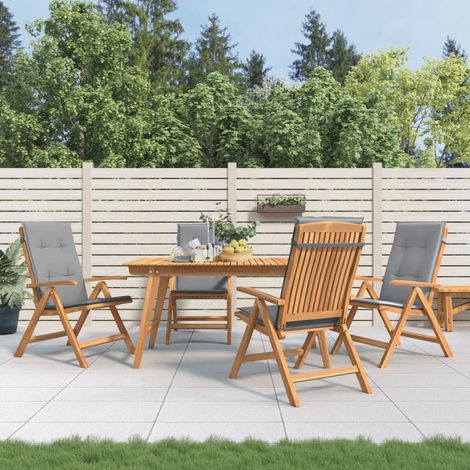 Lot de 4 Chaises de jardin inclinables  Fauteuil de Jardin scandinave et coussins bois massif teck 43441 (1/5)