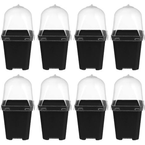 Lot de 10 pots de pépinière carrés en plastique pour semis de fleurs et jardinage-8.00X6.70X6.70CM-Black (1/3)
