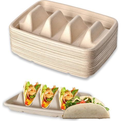 25 pièces Supports à Tacos Jetables, Support pour Tacos pour Les Mardis, Plateau Porte Tacos Supports à Hot-Dogs, Supports à Tacos pour Fêtes, Sandwichs, Saucisses