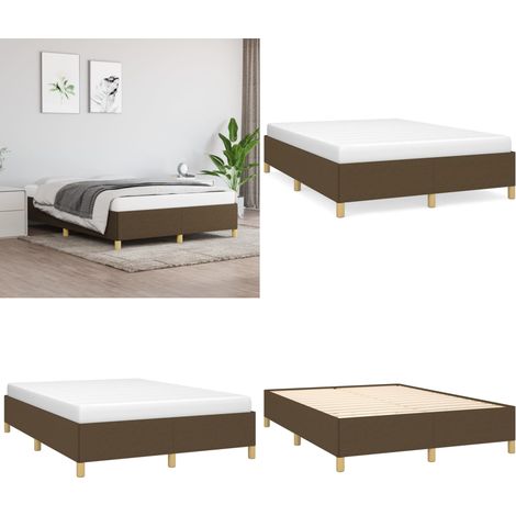 Bettgestell ohne Matratze Dunkelbraun 140x190 cm Stoff - Bettrahmen - Doppelbett - Lattenrost - Massivholzbetten - Holzrahmen - Home & Living (1/5)