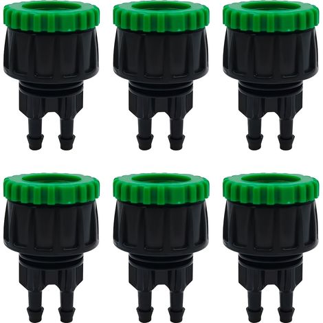 Adaptateur de robinet 6 pièces, raccord double sortie 4/6 pans vers 47, raccord pour tuyau d'irrigation goutte à goutte agricole (1/5)