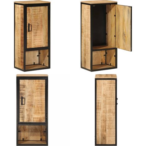 Badschrank 40x27x90 cm Massivholz Mango und Eisen - Badezimmermöbel - Mangoholzmöbel - Badschrank - Aufbewahrungsmöglichkeit - Handtuchhalter - Home & Living (1/5)
