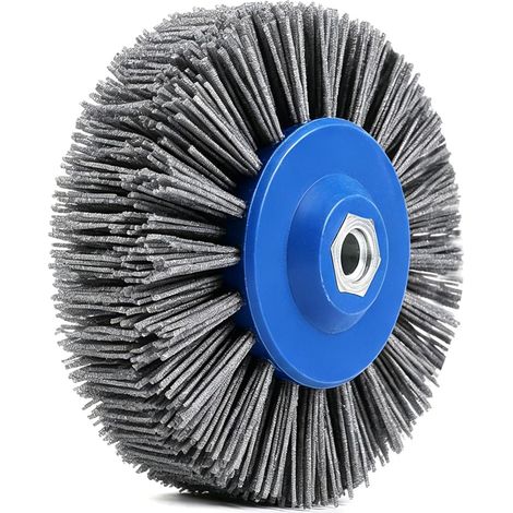 Brosse en nylon M14 - Grain 120 - Avec fil abrasif de 140 mm - Brosse de polissage pour meuleuse d'angle - Machine de satinage - Brosse à poils pour ébavurer, dérouiller, polir le bois, le métal (1/5)
