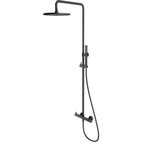 OMNIRES Y - Duschset mit Armatur, Durchmesser 25 cm, Graphit gebürstet Y1244MGR (1/2)