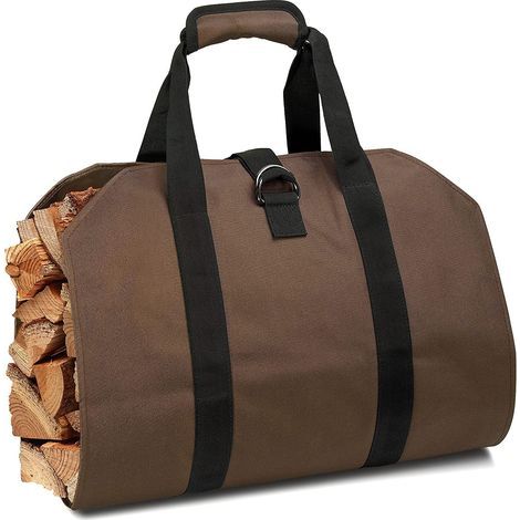 Cesta para leña y bolsa para leña, soporte de lona para chimenea, bolsa de transporte extra grande para madera (1/5)