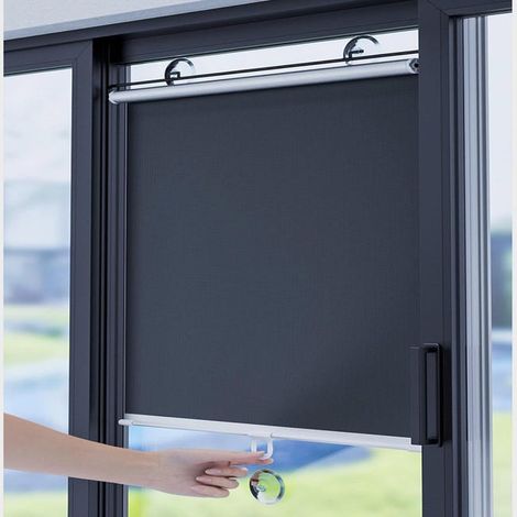 Suction cup roller blind - retractable sunshade - blackout curtain - privacy curtain - black, 40 x 125 cm (1/5)