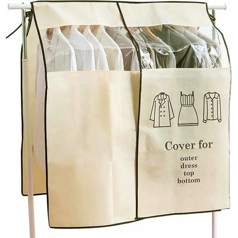 Housse De Protection Pour Vêtements - 90 X 110 Cm - Non Tissé Respirant Antipoussière - Fermeture Velcro - Transparent En Haut - 1 Pièce (1/5)