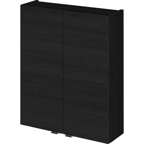 Hudson Reed Fusion Wall Unit 500mm Wide - Charcoal Black Woodgrain (1/4)