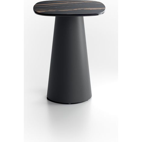 Tavolino da salotto Pillar Small - Design moderno con piano in marmo nero portoro e struttura in metallo verniciato nero - 40x40cm (1/2)