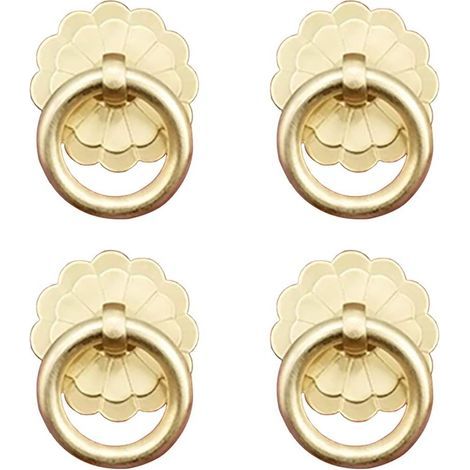 Lot de 4 Poignée Laiton, Anneau Vintage, Or, Pour Placard Cuisine (1/5)