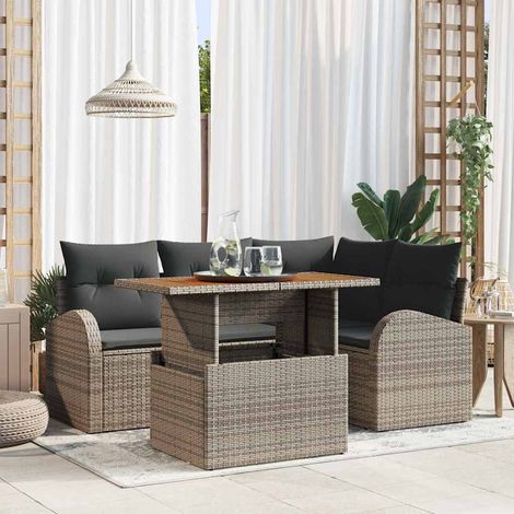Set Divano da Giardino 5 pcs Grigio Poly Rattan vidaXL (1/5)