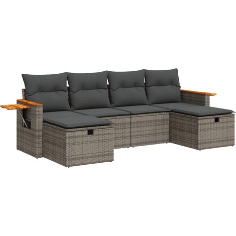 vidaXL Set Divano da Giardino 6 pz con Cuscini Grigio in (1/5)
