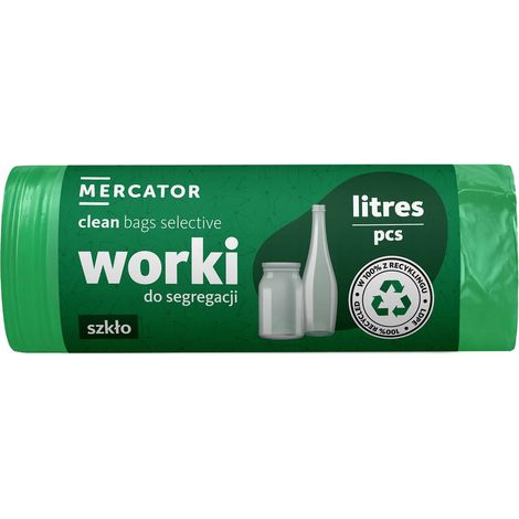 Sacs poubelle pour verre 120 l, lot de 10, avec perforation, pour le tri du verre.