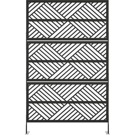 Paravento da esterno in Metallo con disegno geometrico traforato L117 x H190 cm Nero - MONDRILI