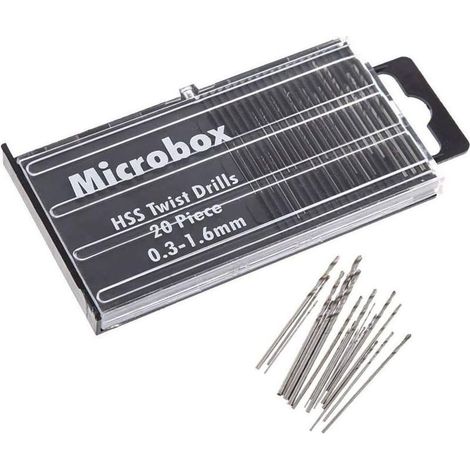 Lot de 20 mini forets hélicoïdaux en acier rapide HSS 0,3 mm-1,6 mm (1/5)