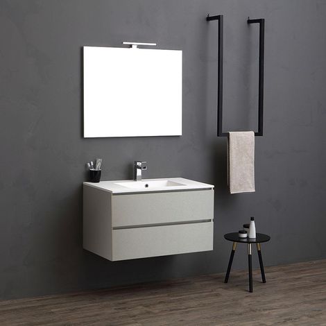 Mobile Bagno Sospeso 90Cm 2 Cassetti Grigio Perla Valentina