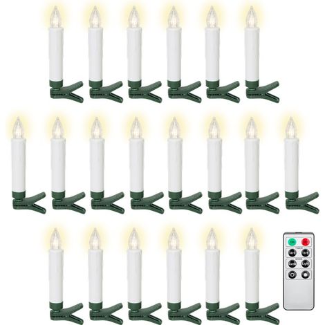 goobay Set de 20 velas LED inalámbricas para árbol de Navidad con mando a distancia, temporizador y pinzas, luz blanca cálida (2600 K), regulables, a pilas, 77754 (1/5)