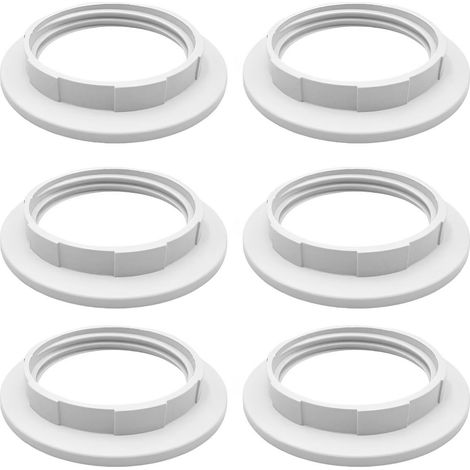 6 pièces E27 Anneau Réducteur d Abat Jour Plastique Blanc Convertisseur pour Abat Jour Anneaux Adaptateurs d Éclairage Support de Lampe de 57 de 4 mm (1/4)
