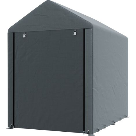 Abri de jardin rangement 120 x 179 x 165 cm protection intempéries porte zippée accès rapide moderne en métal gris foncé (1/5)