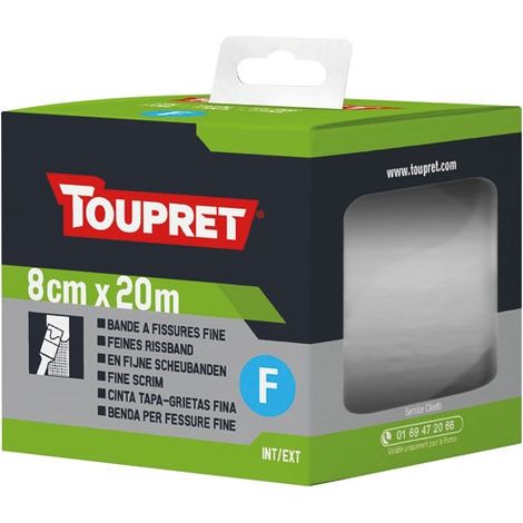 Toupret – Bande à fissures discrète 8 cm x 20 m – Élasticité 70% pour murs intérieurs – Finition invisible et facile à poser - CFC0820