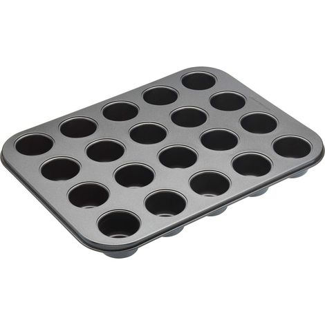 MasterClass Teglia per muffin a 20 fori con base libera e antiaderente senza PTFE, PFOA e BPA in confezione regalo, robusto acciaio al carbonio da 1 mm, 35 x 27 cm (1/4)