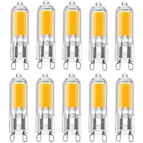 Lot de 10 ampoules LED G9 2W, équivalent halogène 25W, blanc chaud 3000K, 220-240V (1/4)