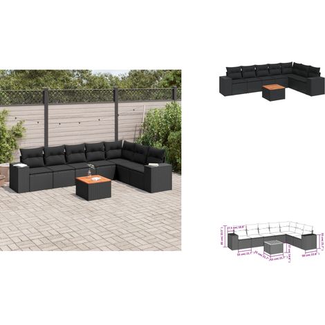 8-tlg. Garten-Sofagarnitur mit Kissen Schwarz Poly Rattan - Gartenmöbel Set - Esstisch - Lounge Möbel - Outdoor Möbel - Rattan Gartenmöbel (1/3)