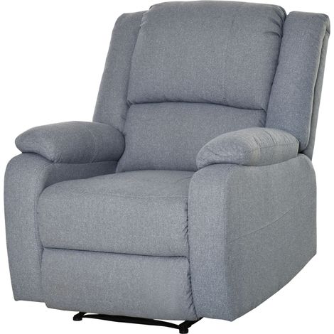 Fauteuil TV inclinable gris clair - dossier réglable, repose-pieds, aspect lin, salon et chambre