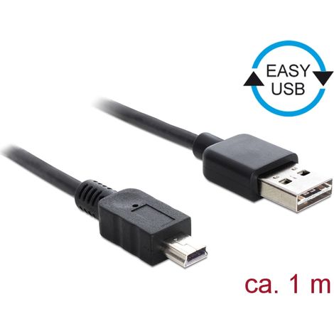 Delock cable easy-usb 2.0-a male  usb 2.0 mini male 1 m