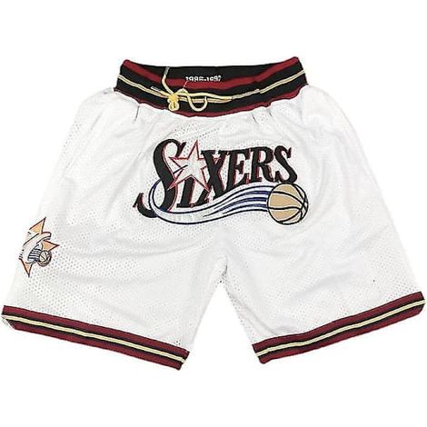 Short de basket-ball NBA Philadelphie blanc brodé, taille XL