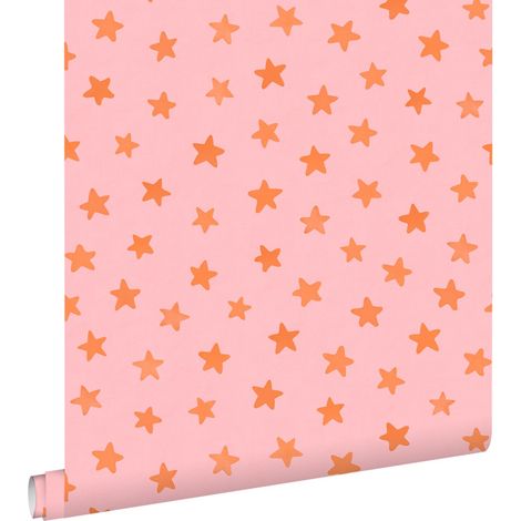 papier peint petites étoiles rose et orange - ESTAhome (1/5)