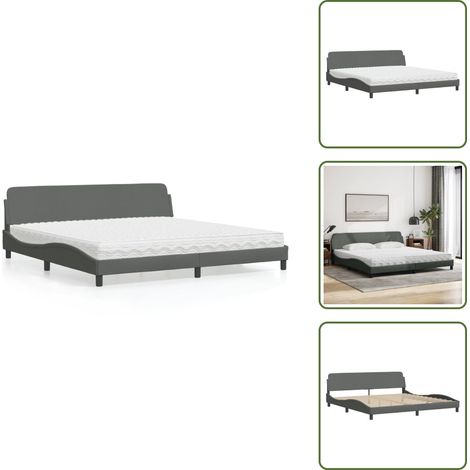 The Living Store Bett mit Matratze Dunkelgrau 200x200 cm Stoff - Bettsofa - Doppelbett - Boxspringbett - Massivholzbette - Schlafzimmermöbel (1/5)