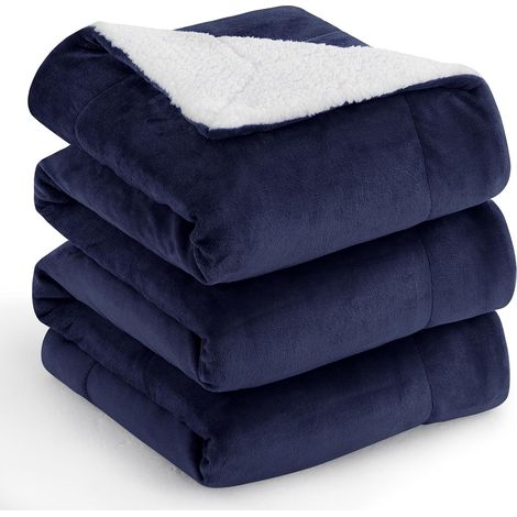 Manta de forro polar para sofá, 200x230 cm, manta de invierno suave y cálida para 2 personas, azul marino. (1/5)