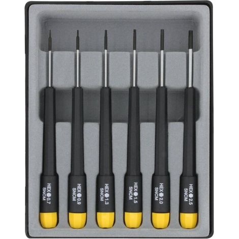 pour l'électronique et la mécanique de précision Jeu de tournevis 6 pièces 6 pans intérieurs C94803 (1/3)