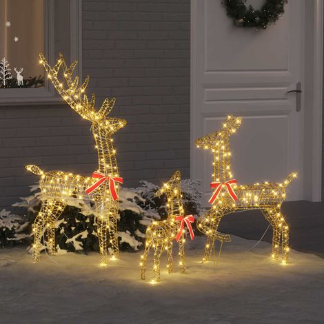 vidaXL Famille Renne 3 pc 300 LED Blanc chaud 67 x 26 x 127 cm PET (1/5)