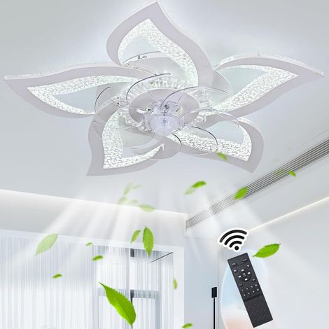 Ganeed Ceiling Fans with Lights, Modern LED Dimmable Ceiling Light with Fan and Remote Control, Quiet, Creative 5 Lights Design, Ceiling Fan for Bedroom, Kitchen, Dining Room