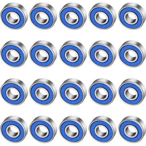 Lntyq 20 Pièces Roulements à Billes Miniatures 608RS Roulements Longboard Roulements à Billes à Gorge Profonde Durable Roulements à roulettes pour 3D Printed Projects (Bleu) (1/5)