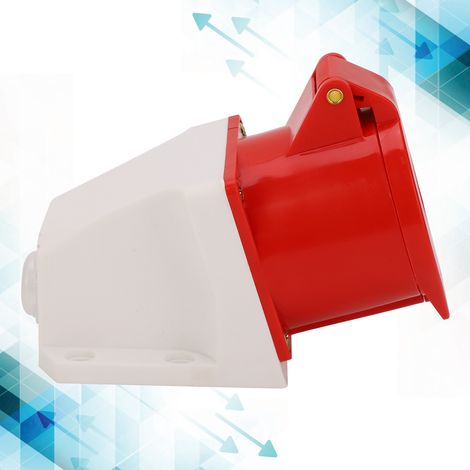Dreiphasige 5-polige Industriesteckdose, 32 A, staubdicht, explosionsgeschützt und wasserdicht, für Aufputzmontage (220–380 V / 240–415 V). Dreiphasen-Stromversorgung. (1/5)