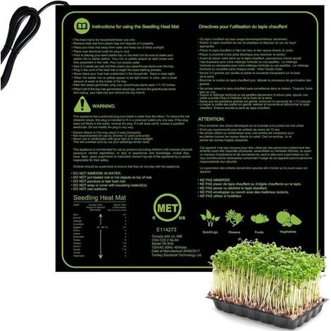 Tapis Chauffant pour Semis & Bouturages, Tapis Chauffant Intérieur Accessoire Serre Jarden Pot de Germination,Coussin de Chauffage Hydroponique Imperméable pour Reptile Amphibien,50x52cm/20×20.5inch (1/4)