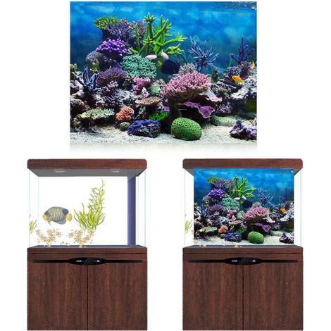 Panneau de Fond d'Aquarium en PVC Épais pour Décoration Corail Marin 122x61cm (1/5)