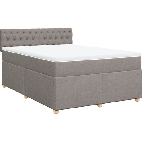 Maison Exclusive - Cama box spring con colchón tela gris taupe 140x200 cm