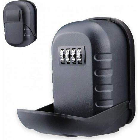Boite A Clef Mural - Coffre A Clef Code 4 Chiffres - Aluminium Anticorrosion Pour Interieur Et Exterieur - Noir 1 Unite (1/5)