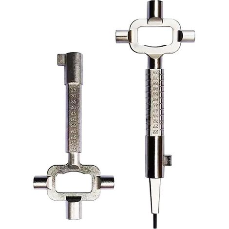 Lot de 2 clés d'armoires électriques - Clé de construction - Clé d'architecte - Outil d'ouverture de porte - Clé de construction universelle - Clé de construction multifonction (1/4)