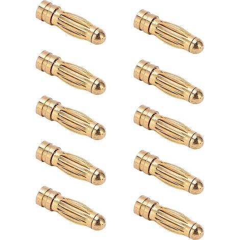 10 fiches bananes, en cuivre plaqué or, connecteurs métalliques mâle-femelle de 3,0 mm pour modèles réduits d'avions (1/4)