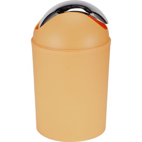 Poubelle à couvercle rabattable de style nordique, poubelle de cuisine et de toilettes, conteneur de rangement créatif en plastique pour salle de bain, orange. (1/5)