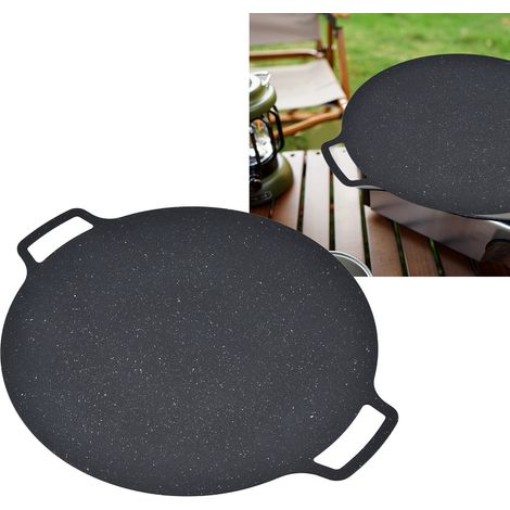 [Koreanische Grillplatte] – 41 cm hitzebeständige, runde Antihaft-Grillpfanne aus Eisen für Schweinefleisch und Pfannkuchen + Feuerschutzmatte (1/5)